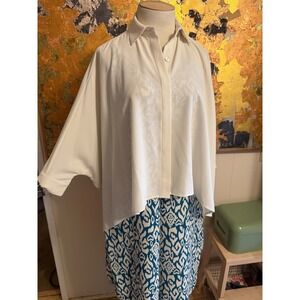 WynneLayers Cream Drapey Unstructured Shirt Blouse Bat Wing Generous XS